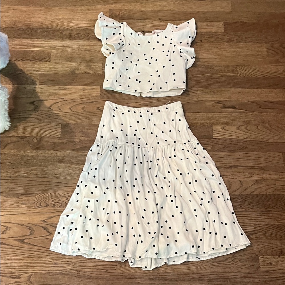 GB Girls White and Black Polka Dot Matching Set